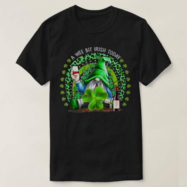 St Patricks Day Irish Gnome Drink Wine Shamrock Ra T-Shirt (Design Front)