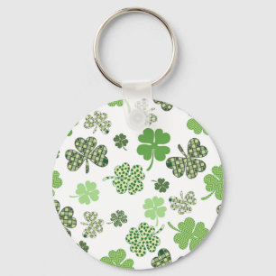 St. Patrick's Day Irish Green and White Clovers Key Ring