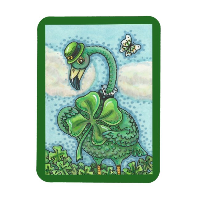 St. Patrick's Day IRISH GREEN FLAMINGO MAGNET (Vertical)