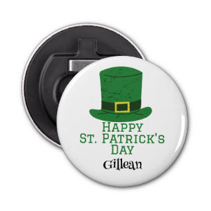 St. Patrick's Day Irish green hat lucky Shamrock  Bottle Opener