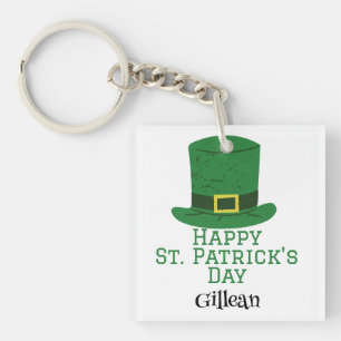 St. Patrick's Day Irish green hat lucky Shamrock Key Ring