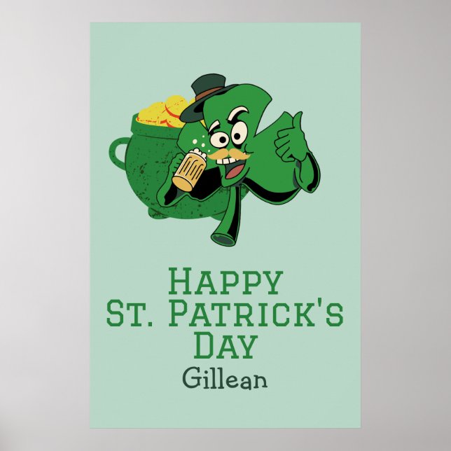St. Patrick's Day Irish green hat lucky Shamrock Poster (Front)