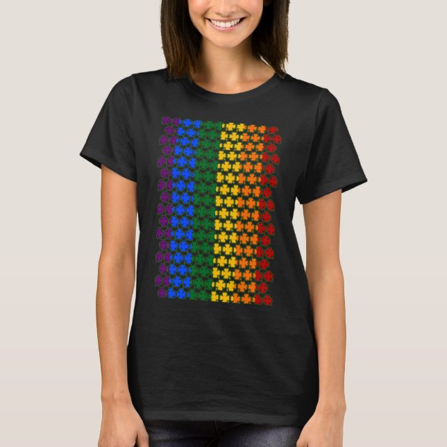 St Patricks Day Irish Green LGBTQ Gay Lesbian Flag T-Shirt (Front)