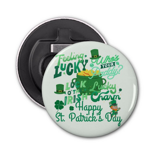 St. Patrick's Day Irish green lucky Shamrock  Bottle Opener (Front)