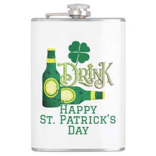 St. Patrick's Day Irish green lucky Shamrock  Hip Flask