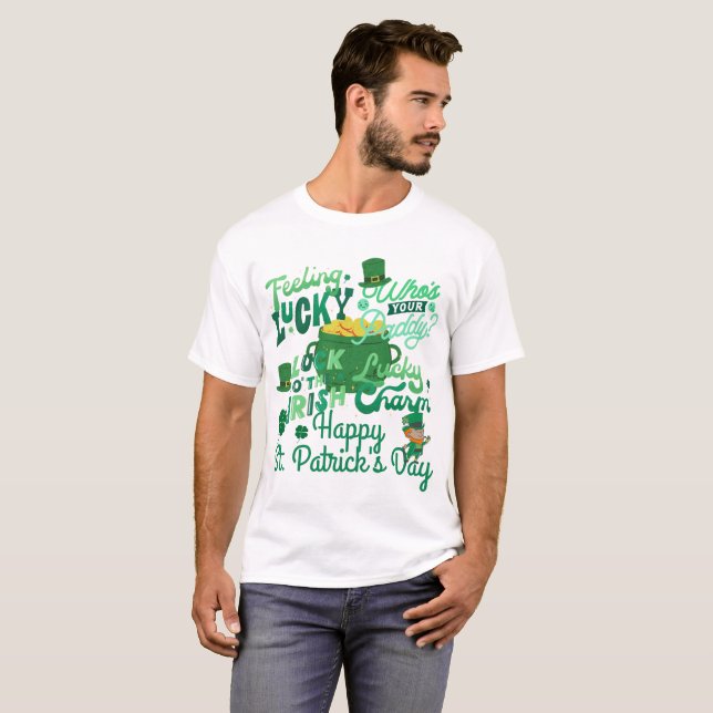 St. Patrick's Day Irish green lucky Shamrock T-Shirt (Front Full)