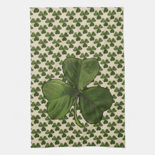 St Patrick's Day Irish Green Shamrock Pattern Tea Towel