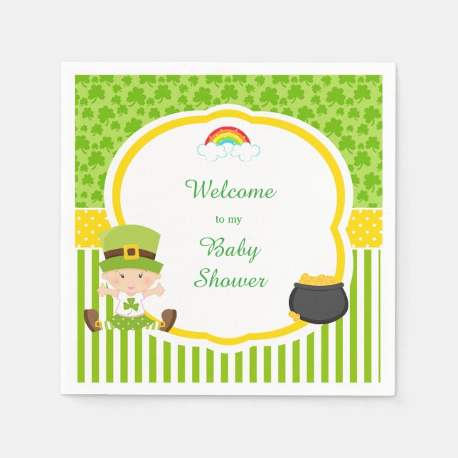 St Patrick's Day Irish Holiday Girl Baby Shower Napkin (Front)