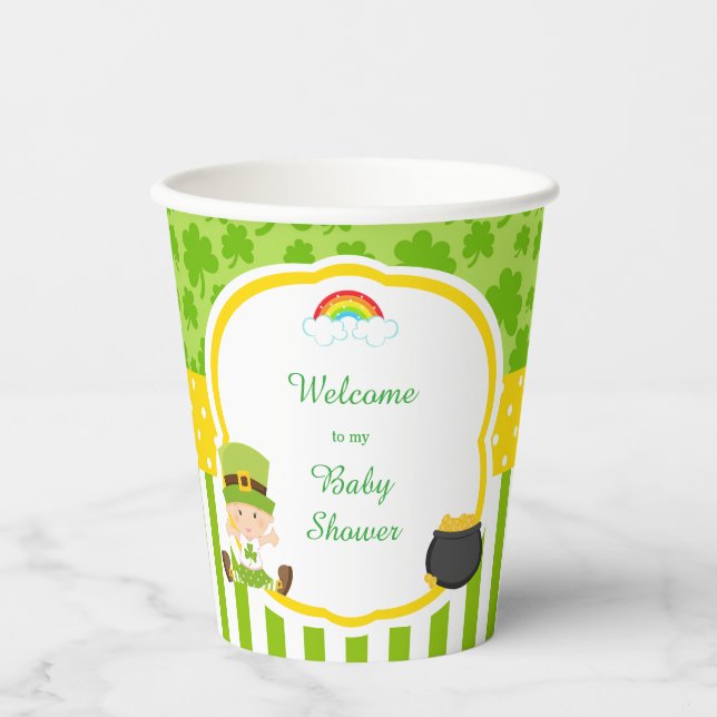 St Patrick's Day Irish Holiday Girl Baby Shower Paper Cups (Front)