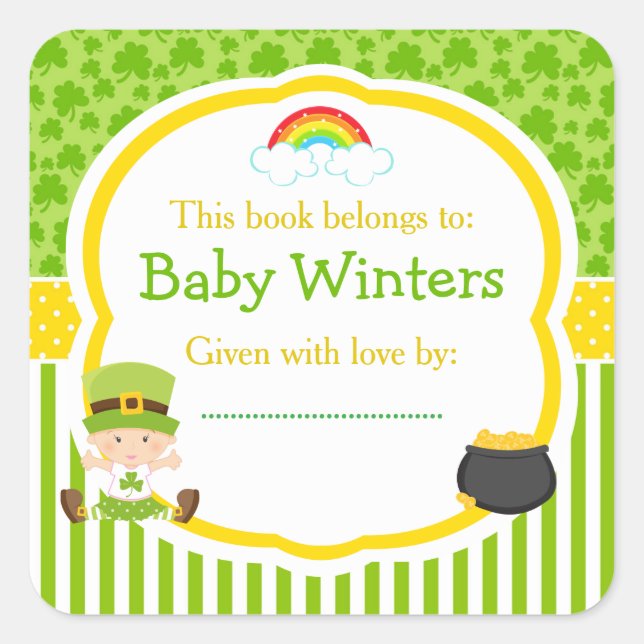 St Patrick's Day Irish Holiday Girl Baby Shower Square Sticker (Front)