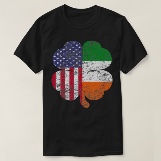 St Patricks Day Irish Ireland American Flag  Shamr T-Shirt (Design Front)