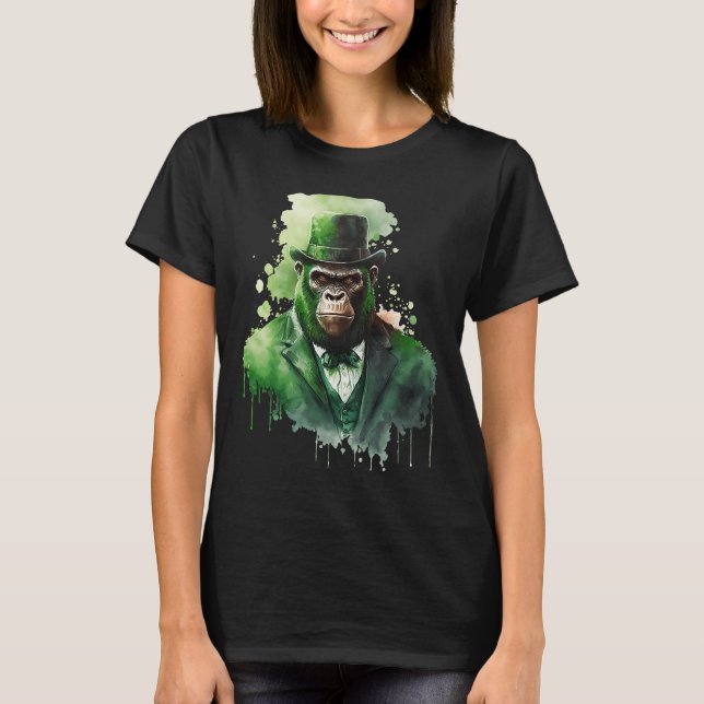 St Patricks Day Irish Leprechaun Gorilla St Pat's  T-Shirt (Front)