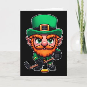 St Patrick's Day Irish Leprechaun Ice Hockey Playe Card