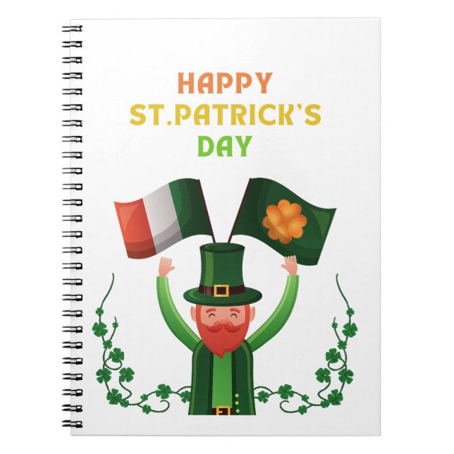 St. Patricks Day Irish- Lucky Irish Shamrock       Notebook (Front)