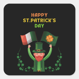 St. Patricks Day Irish- Lucky Irish Shamrock Square Sticker