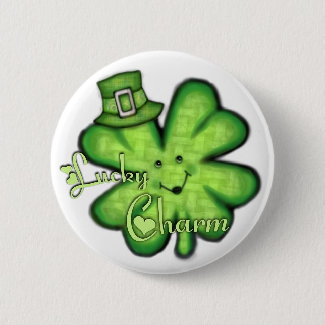 St. Patrick's Day Irish Lucky Shamrock Button (Front)