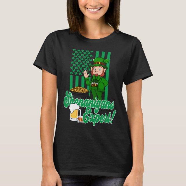 St Patricks Day Irish Party Shenanigans USA Flag L T-Shirt (Front)