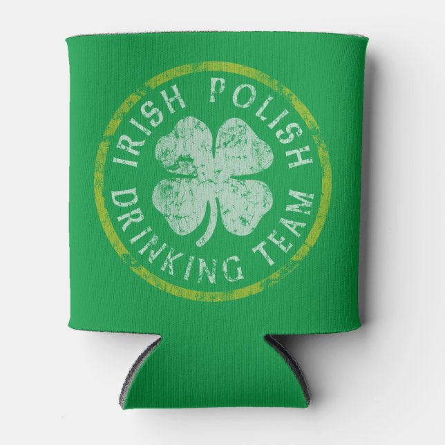 St Patricks Day Irish Polish Drinking Team Can Cooler (Front)