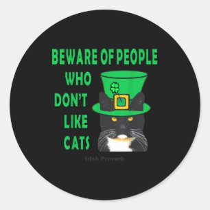 St Patricks Day Irish Proverb Shamrock Gold Black Classic Round Sticker