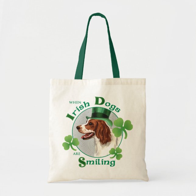 St. Patrick's Day Irish Red & White Setter Tote Bag (Front)