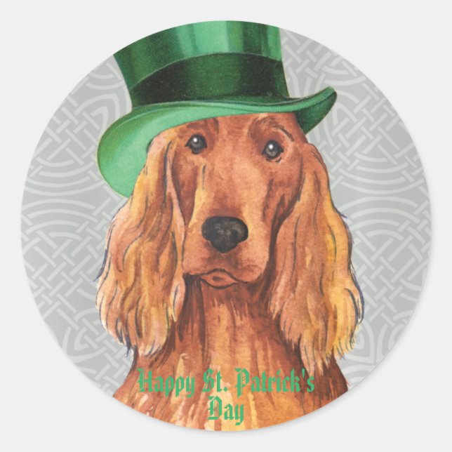 St. Patrick's Day Irish Setter Classic Round Stick Classic Round Sticker (Front)