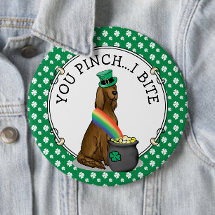 St. Patrick's Day Irish Setter Dog (red 1) Funny 6 Cm Round Badge