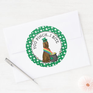 St. Patrick's Day Irish Setter Dog (red 1) Funny Classic Round Sticker