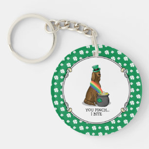 St. Patrick's Day Irish Setter Dog (red 1) Funny Key Ring