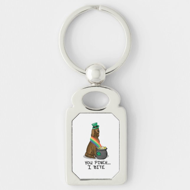 St. Patrick's Day Irish Setter Dog (red 1) Funny Key Ring (Front)