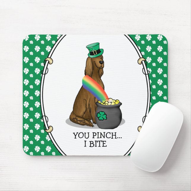 St. Patrick's Day Irish Setter Dog (red 1) Funny Mouse Mat (With Mouse)