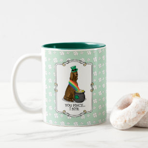 St. Patrick's Day Irish Setter Dog (red 1) Funny Two-Tone Coffee Mug