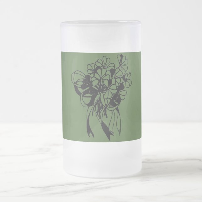 St. Patrick's Day Irish Shamrock Bouquet  Frosted Glass Beer Mug (Center)