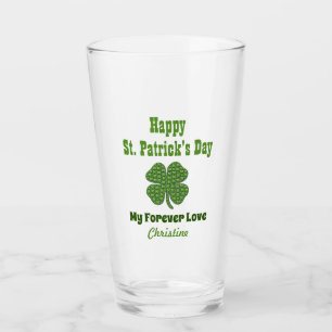St Patricks Day Irish Shamrock Clover Love Pint Glass