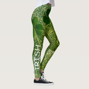 St Patrick's Day Irish Shamrock Glitter Green 2020 Leggings