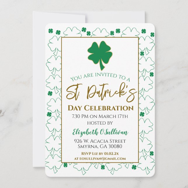 St Patricks Day Irish Shamrock Invitation (Front)