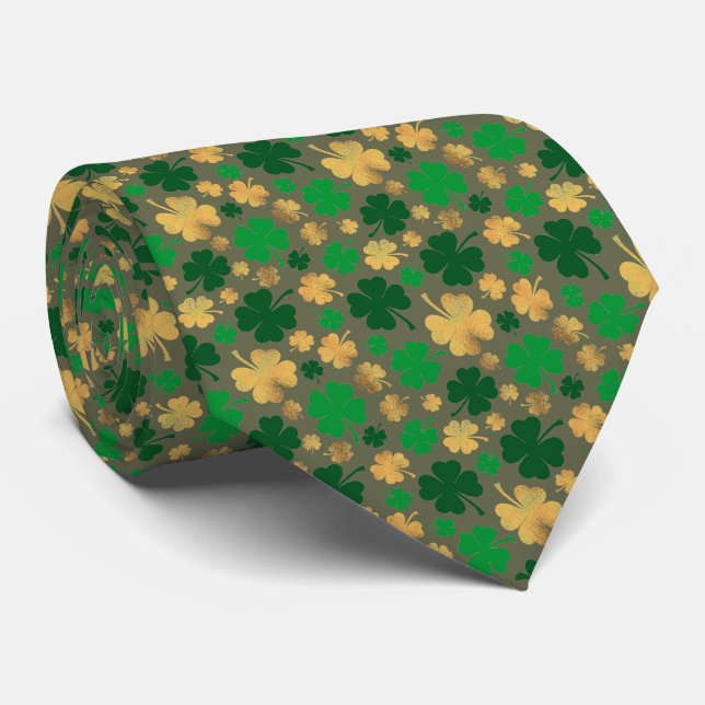 St. Patrick's Day Irish Shamrock Men's Tie  (Rolled)