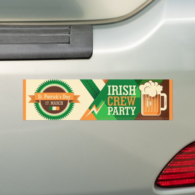 St Patrick's Day Irish Shamrock Party Bumper Sticker (On Car)