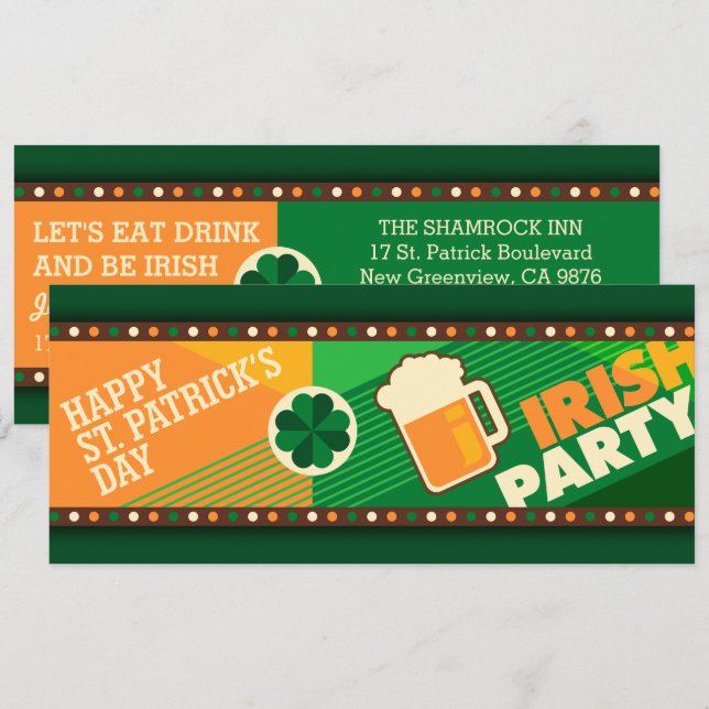 St Patrick's Day Irish Shamrock Party Invitation (Front/Back)