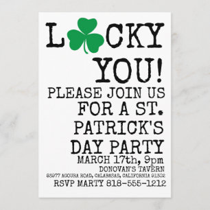 St. Patricks Day Irish Shamrock Party Invitation