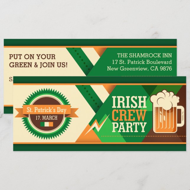 St Patrick's Day Irish Shamrock Party Invitation (Front/Back)