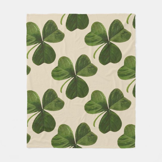 St Patrick's Day Irish Shamrock Pattern Fleece Blanket (Front)