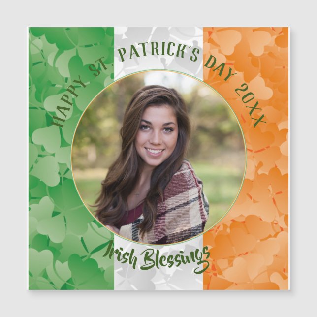 St. Patrick's Day Irish shamrocks flag photo frame (Front)