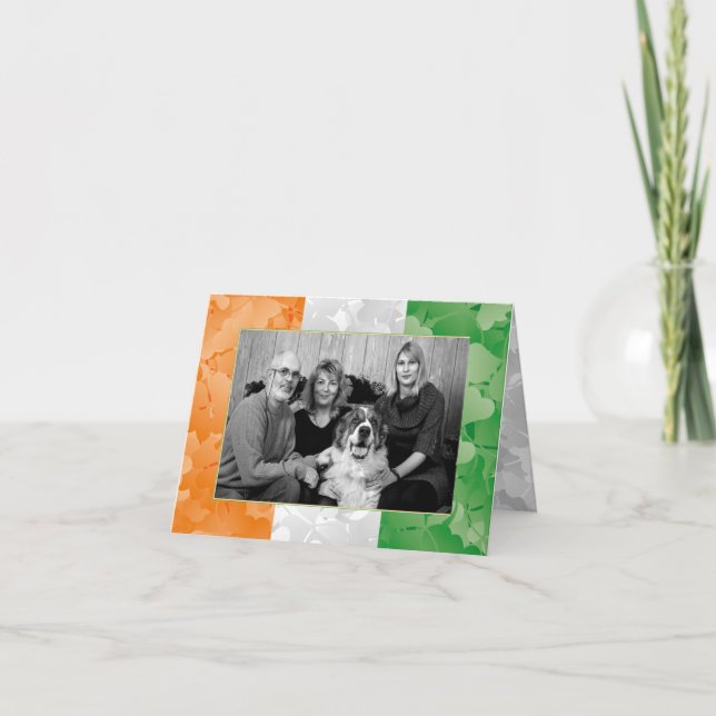 St. Patrick's Day Irish shamrocks flag photo frame Card (Front)