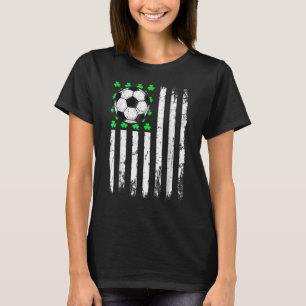St Patrick's Day Irish Soccer USA Flag Shamrock T-Shirt