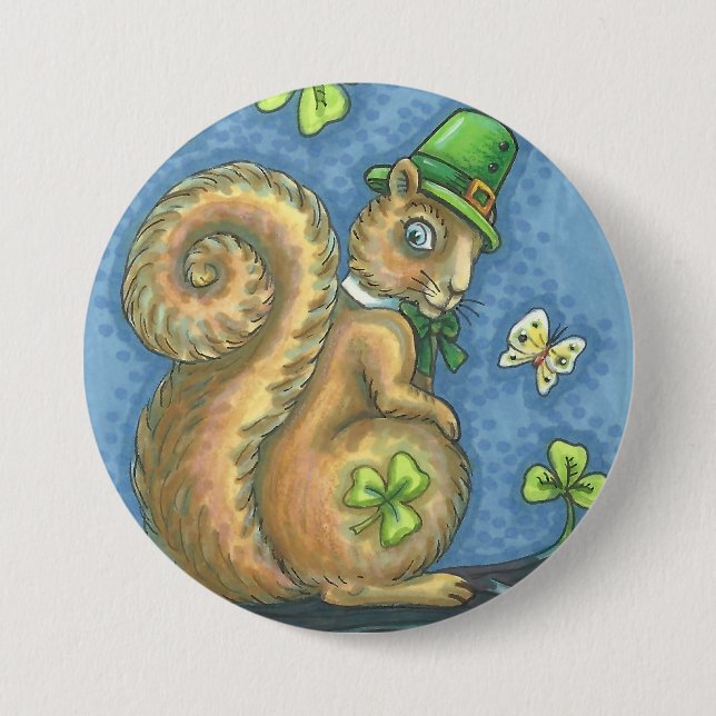 ST. PATRICK'S DAY IRISH SQUIRREL BUTTON Round (Front)