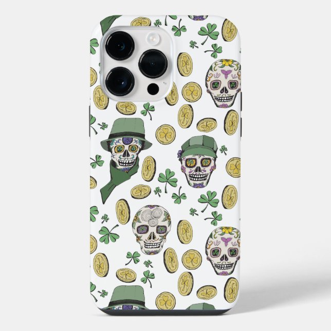 St Patrick's Day Irish Sugar Skull Custom iPhone Case (Back)