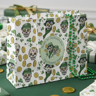St Patrick's Day Irish Sugar Skull Custom Large Gift Bag