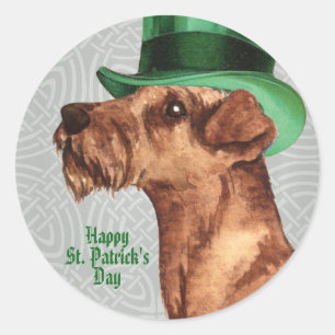 St. Patrick's Day Irish Terrier Classic Round Stic Classic Round Sticker