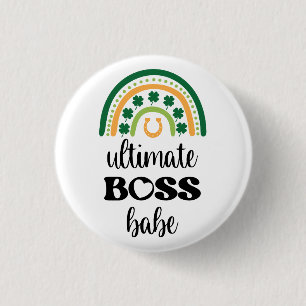 St Patrick's Day Irish Ultimate Boss Babe Rainbow 3 Cm Round Badge