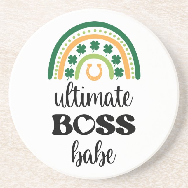 St Patrick's Day Irish Ultimate Boss Babe Rainbow Coaster (Front)